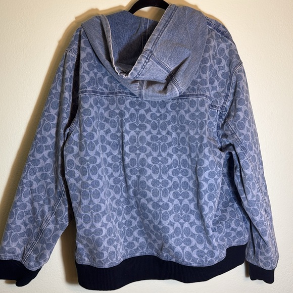 Coach Signature Denim Hooded Zip Up Jacket - Picture 10 of 10